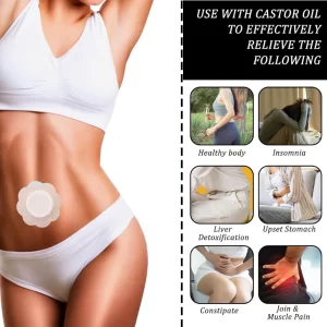 40 Pcs Castor Oil Pack Wrap, Castor Oil Patches for Belly Button, Castor Oil Pack Wrap for Tummy Suitable for Belly Button for Indoor Use Exercise Reading and Worksuitable for Young Women Middle-Aged