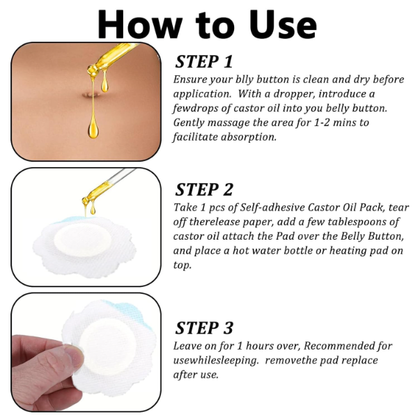 40 Pcs Castor Oil Pack Wrap, Castor Oil Patches for Belly Button, Castor Oil Pack Wrap for Tummy Suitable for Belly Button for Indoor Use Exercise Reading and Worksuitable for Young Women Middle-Aged - Image 2