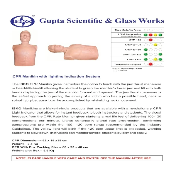 ISKO® CPR Training Mannequin Half Body for cpr First Aid Training Manikin with feedback indicators and Medical Model Cardiopulmonary Resuscitation Simulator for Patient Education and Teaching - Image 3