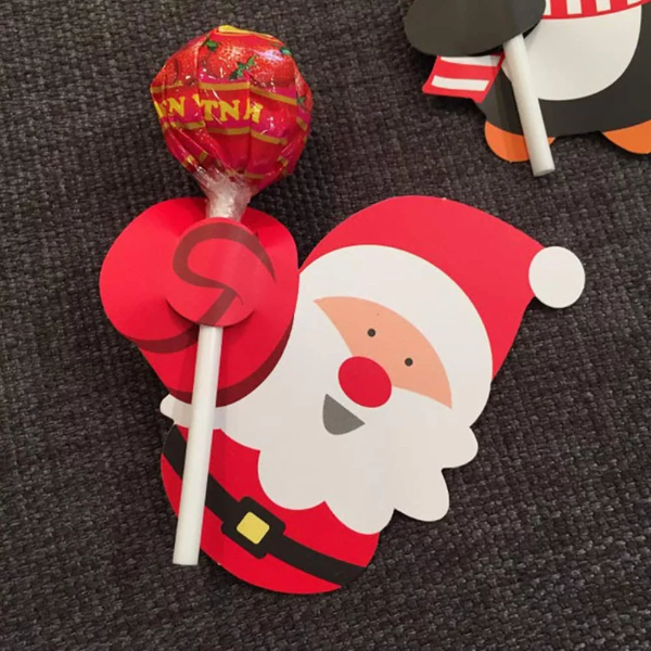 150pcs Adorable Santa Lollipop Paper Cards Party Candy Packaging Decorations - Image 2