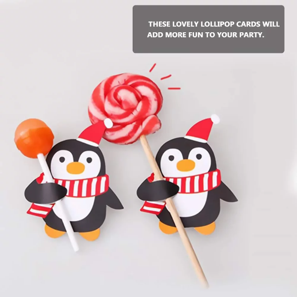 150pcs Adorable Santa Lollipop Paper Cards Party Candy Packaging Decorations - Image 4