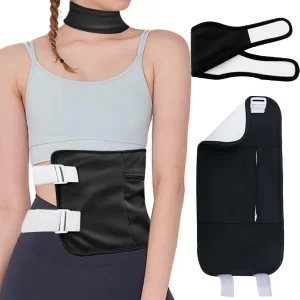 4-Pack Reusable Castor Oil Pack Wrap Kit – Organic Castor Oil Wraps for Waist, Abdomen, Chest & Neck – Adjustable Elastic Strap, Anti-Leak Liver Detox Therapy Wrap (Free Size, Black/Khaki)