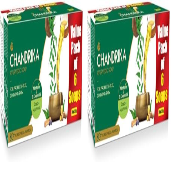 Ayurvedic Chandrika Soap 125g 12-pack for radiant skin in USA.