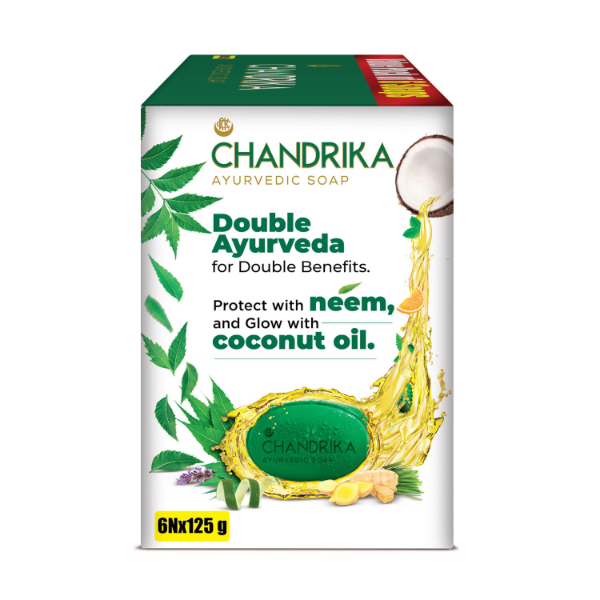 Chandrika Ayurvedic Soap Classic| Handmade Soap for Naturally Radiant Skin| For All Skin Types| 125g (Pack of 12) - Image 2