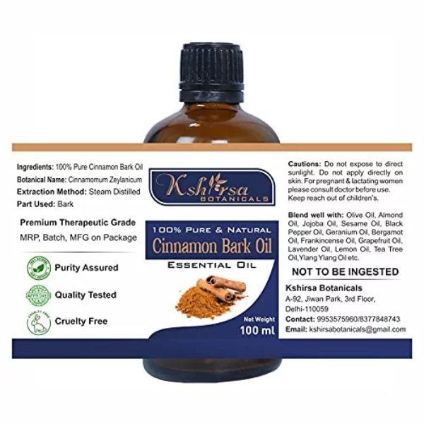 100% Pure & Natural & Undiluted Cinnamon Bark Essential Oil (Cinnamomum Zeylanicum) for Hair & Skin Care - Steam Distilled (100 ml) - Image 2