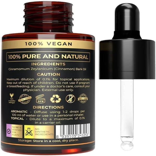 100% Plant Based Cinnamon Oil for Aromatherapy & Diffusers | Dalchini Air Freshener Oil | Pure Cinnamon Essential Oil for Home Fragrance Diffuser - Image 2