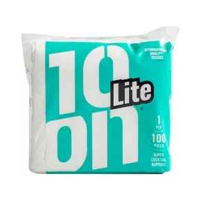 10'ON LITE Super Cocktail Napkins |1 PLY Napkin | 100 PULLS PER Pack | Pack of 8