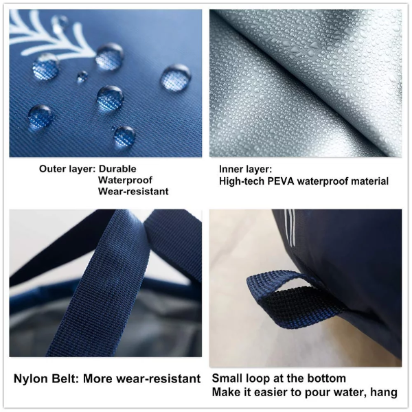 24L Large Foldable Feet Soaking Bath Tub Collapsible Bucket, Portable Travel Foot Soak Spa Basin for Camping Washing, Dark Blue - Image 3