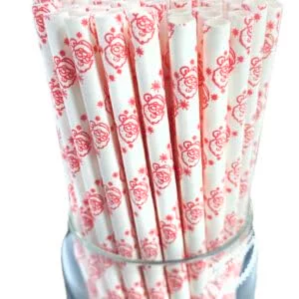 Pack of 50 wide 10mm sustainable thick paper straws for smoothies on a USA party table.
