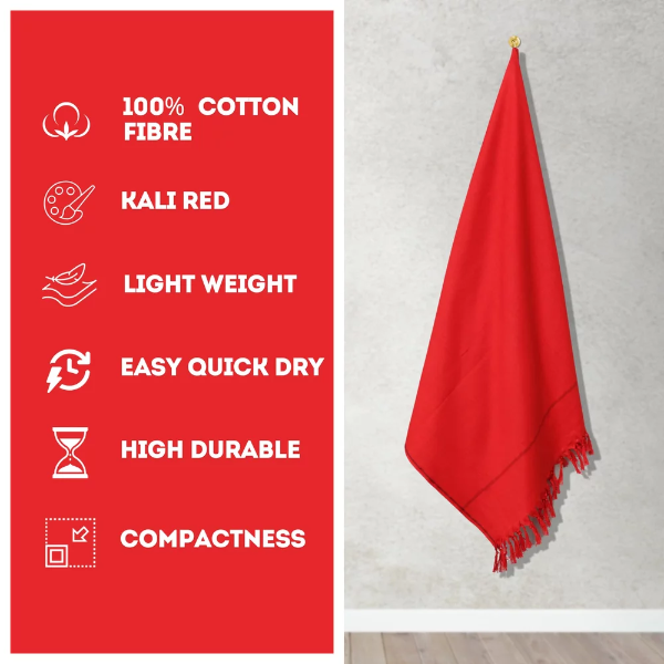 100% Pure Cotton Towels for Men|Red Bhagwa Gamcha Tauliya for Men|MUDI Towel|Saami Thundu||Muffly|Head Wrap Towel for Women|Pack of 2 - Image 2