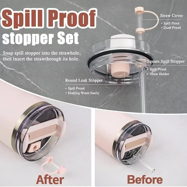12 PCS For Stanley Cup Accessories, Spill Stopper Set For Stanley Cup, Preventing Cup Tilting And Water Leakage 1.0 2.0 Compatible Cup Lid Straw Cap Without Cup - Image 2