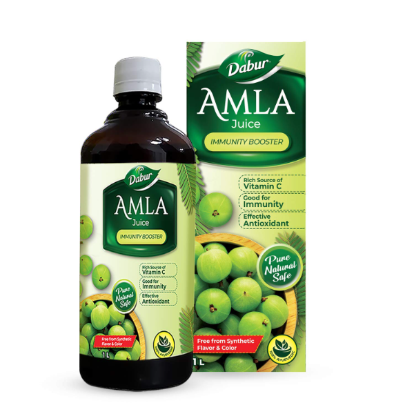 Dabur Amla Juice 1L bottle for immunity boosting in USA.