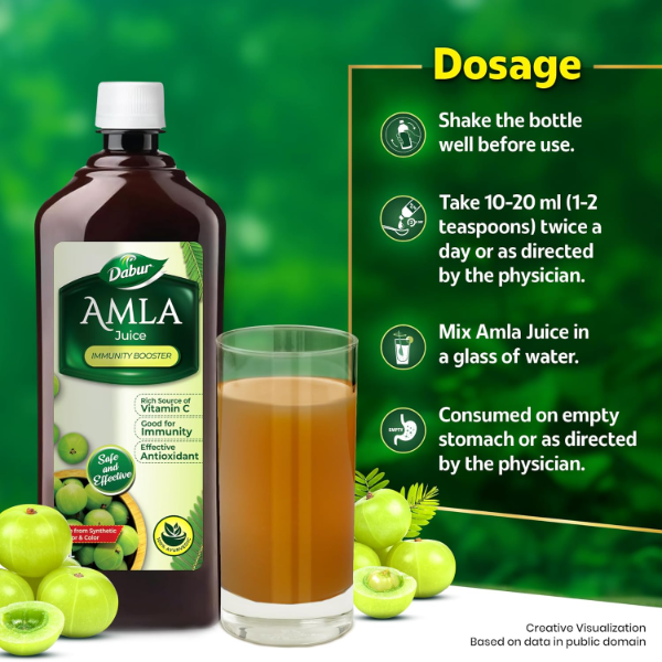 Dabur Amla Juice: Rich Source of Vitamin C and Antioxidants for Immunity boosting |Pure, Natural and 100% Ayurvedic Juice -1L - Image 4