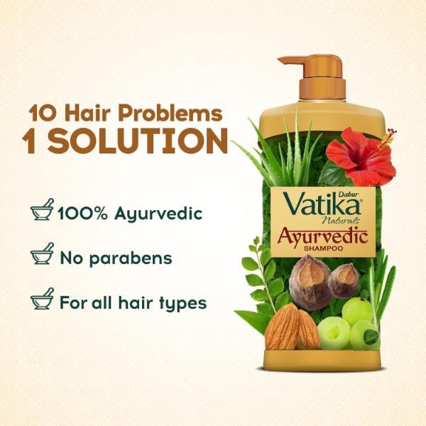 Dabur Vatika Naturals Ayurvedic Shampoo - 640 ml | 10 Natural Herb Extracts | Contains Rosemary, Aloe Vera, Amla, Almond & Bhringraj | Up to 100% Damage Repair | Everyday Shampoo for Women & Men - Image 4
