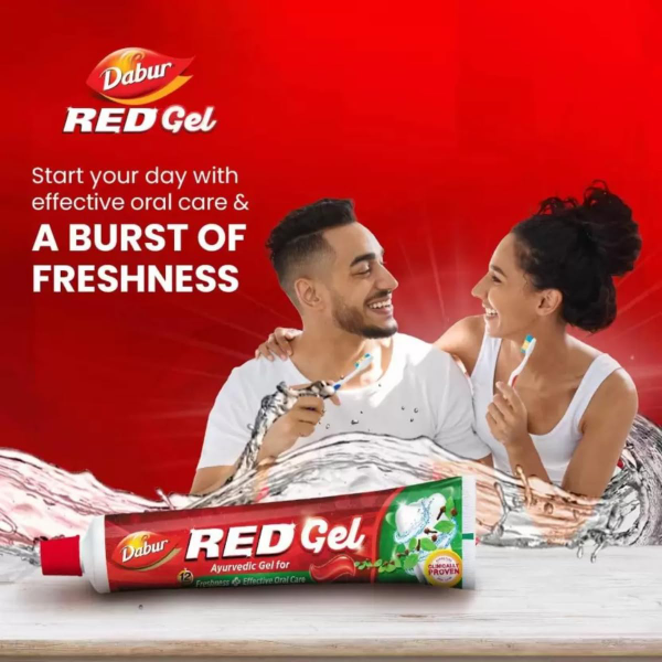 Dabur Red Gel Ayurvedic Toothpaste - 300g (150g x 2) | Reduction in Bad Breath, Plaque & Gingivitis | Freshness with Protection | For Healthy Gums & Effective Dental Care - Image 2