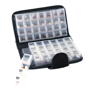 14 Day Pill & Vitamin Organizer 2 Weeks AM/PM 4 Doses a Day Travel Case Handy & Portable