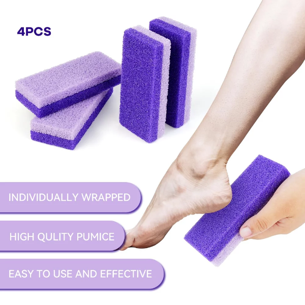 4 Pcs Foot Pumice Stone Set – Callus Remover & Heel Scrubber for Dead Skin Exfoliation (Purple) - Image 2