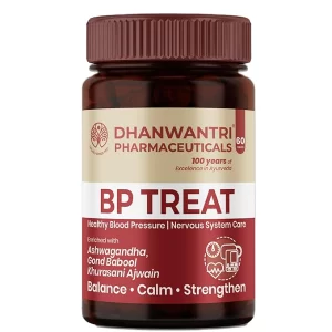 Dhanwantri Pharmaceuticals BP Treat Ayurvedic Wellness Tablets for Heart Nervous System & Healthy Blood Balance Support | Stress Calm Mind Balance | Clinically Tested | 100 Years Ayurvedic Legacy - 60 Tablets