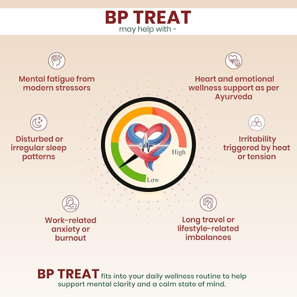 Dhanwantri Pharmaceuticals BP Treat Ayurvedic Wellness Tablets for Heart Nervous System & Healthy Blood Balance Support | Stress Calm Mind Balance | Clinically Tested | 100 Years Ayurvedic Legacy - 60 Tablets - Image 2