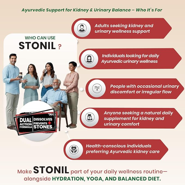 Dhanwantri Pharmaceuticals Stonil Ayurvedic Urinary Wellness Tablets | Supports Urinary Comfort, Natural Flow Balance & Daily Detox Support | With Pashanbhed, Gokhru & Kulthi | Clinically Tested | 100 Years of Trust (60 Tabs) - Image 4