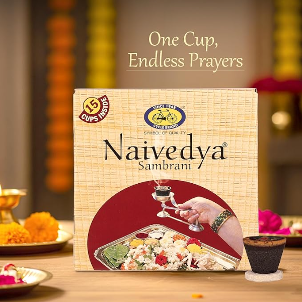 Sambrani Dhoop Cups burning peacefully on a traditional home altar.