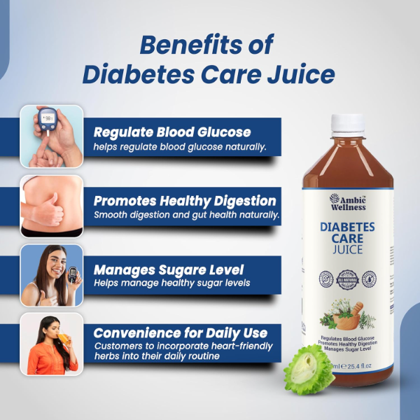 Diabetes Care Juice 750 ML, Ayurvedic Juice with Neem, Karela, Jamun Helps Maintain Healthy Sugar Levels, Lowers Bad Cholestrol, Diabetic Care Juice, No Added Sugar - Image 4
