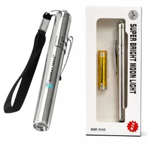 Doctor Pen Torch Bright LED Pocket Torch for Doctors, Nurses & Medical Students – Lightweight Moon Torch for Clinical Use (Silver)