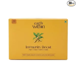 EarthWithin Turmeric Curcumin Immunity Drink Mix - 30 Sachets | Golden Milk Haldi Latte with Black Pepper (7% Curcumin, No Preservatives)