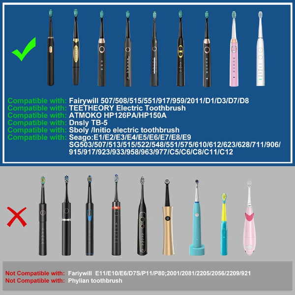 10 Pack Electric Toothbrush Replacement Heads Compatible with FairywillToothbrush Heads Compatible with FW-507/508/551/515/917/959/2011,FW-D1/D3/D7/D8 - Image 2