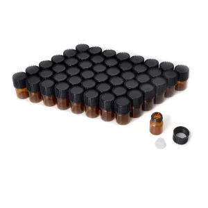 1Ml: Enslz Mini Essential Oil Bottles Empty Sample Bottle 1Ml(1/4 Dram) 2Ml (5/8 Dram) Amber Glass Bottle With Orifice Reducer And Cap, With 2 Free Transfer Eye Droppers(50 Pcs)