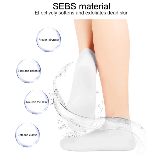 2 Pairs SEBS Exfoliating Moisturizing Socks, Elastic Anti Cracking Preventing Dryness, Rejuvenating Foot Protection Socks, Foot Skin Care Socks(L(39-41)) - Image 3