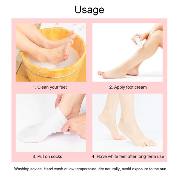 2 Pairs SEBS Exfoliating Moisturizing Socks, Elastic Anti Cracking Preventing Dryness, Rejuvenating Foot Protection Socks, Foot Skin Care Socks(L(39-41)) - Image 4