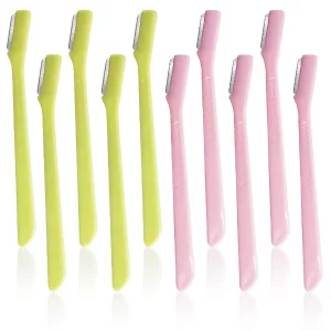 10 Pack Eyebrow Razor [Extra Precision] Facial Hair Remover, SourceTon Pink and Green, Exfoliating Tool - Smooth Facial Shave with Precision Cover for Men & Women