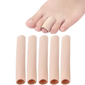 5 Pieces Toe Cushion Fabric Toe Tubes with Gel Cushion – Finger & Toe Sleeves for Corns, Blisters, Calluses & Hammer Toe Relief (Medium Size)
