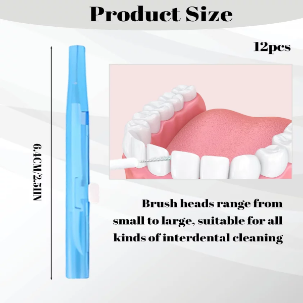12 Pack Interdental Brush For Teeth,Teeth Cleaning Tools,Interdental Brush For Teeth, Two-Way Teeth Cleaning Tools,Recommended Oral Care For Daily Use And Travel, Flexible Tooth Pick For Deep Cleaning - Image 2
