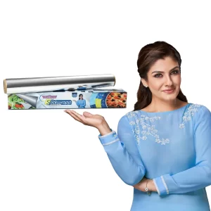 The premium 18 Meters Disposable Paper Foil Roll standing upright in its clean dispenser box.