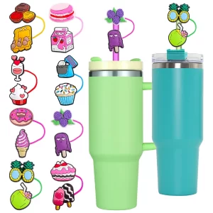 10MM Food Straw Covers Suitable For Stanley Cup, 8 Pcs Portable Straw Tips Topper for Stanl-ey Cup Accessories, Double-Layer Summer Foods Straw Caps for Stanley 40oz Tumblers Straws Decoration