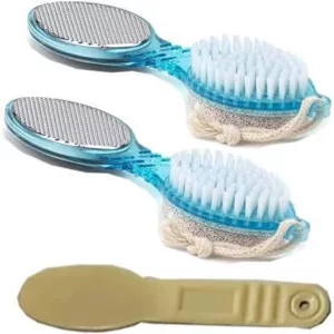 4-in-1 Foot File Scrubber Set of 3 – Pedicure Tool for Dead Skin Removal, Callus Remover & Heel Cleaner for Smooth Soft Feet