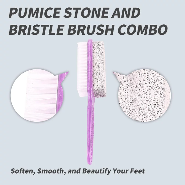 2Pcs Foot Stone Brush Exfoliating Scrubber with Pumice - 2 Sided Nail and Toe Scrubbing Brush for Kids and Adults - Shower Foot Scrub for Smooth, Clean Feet and Nails - Image 2