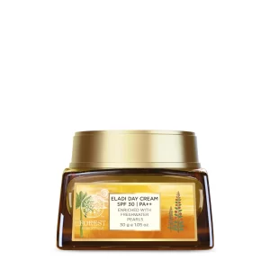 Forest Essentials Eladi Ayurvedic Day Cream with SPF 30 for acne-prone skin.
