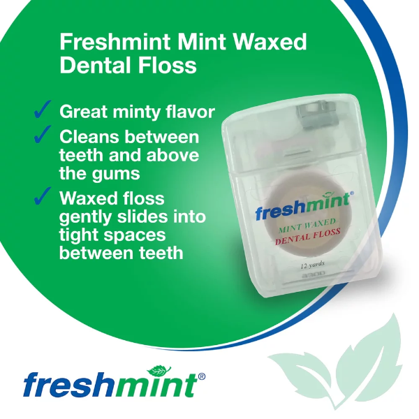 12 Spools of Freshmint 12 Yards Mint Waxed Dental Floss - Image 2