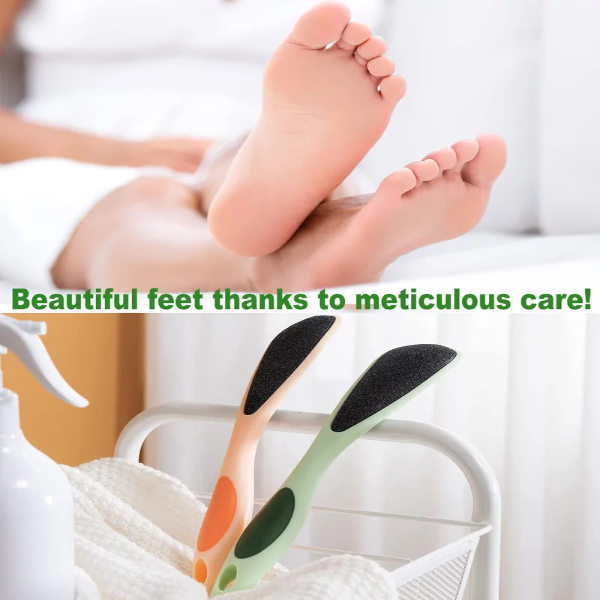 2-Pack Double-Sided Pumice Stone for Feet, Foot Pumice with Handle, Ergonomic Easy to Reach, Feet Scrubber with Fine-Grained Frosted Stones, for Callus Removal, Improve Circulation Foot Care - Image 4