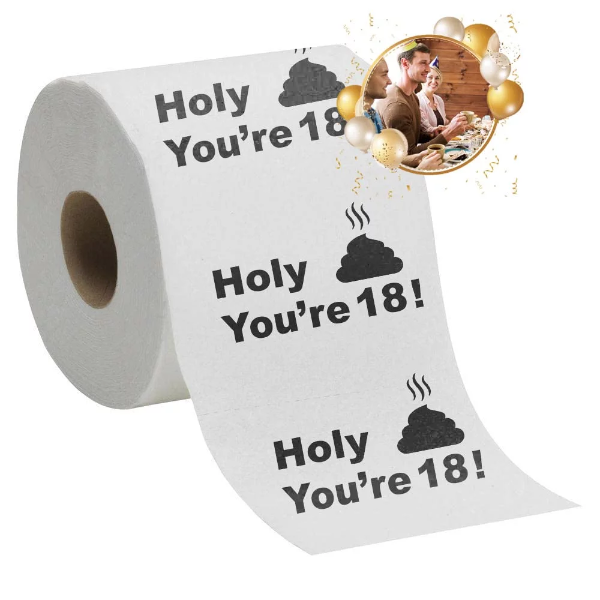 18th Birthday Gift Present Toilet Paper - Happy Eighteenth 18 Prank Funny Novelty Gag Joke Gift - Holy Crap