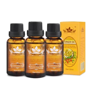 Ownest Ginger Massage Oil (3 Pack, 30ml Each) – 100% Pure Natural Massage Oil for Relaxation, Spa Use & Muscle Comfort, Warming Body Massage Oil