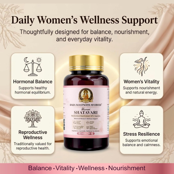 Glowari Shatavari Supplement for Women, 500 mg Root Extract with 40% Saponins, Ayurvedic Women’s Wellness Capsules, 60 Veg Capsules, Supports PMS, Hormonal Balance, Menopause & Postpartum Recovery - Image 2
