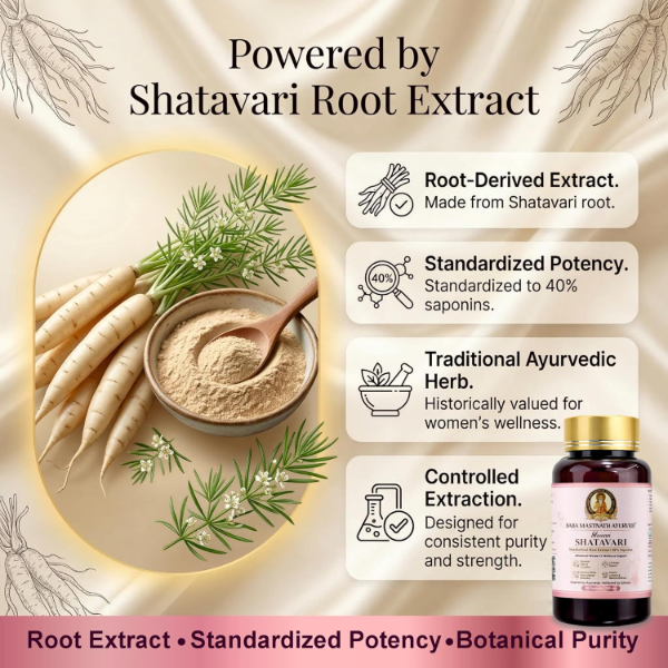 Glowari Shatavari Supplement for Women, 500 mg Root Extract with 40% Saponins, Ayurvedic Women’s Wellness Capsules, 60 Veg Capsules, Supports PMS, Hormonal Balance, Menopause & Postpartum Recovery - Image 4