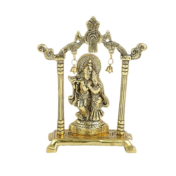 Collectible India Gold-Plated Radha Krishna Idol – Elegant Metal Statue Figurine for Janmashtami, Home Temple Décor & Spiritual Gifting | 7 x 5 Inch Decorative Showpiece - Image 2