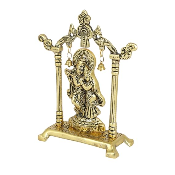 Collectible India Gold-Plated Radha Krishna Idol – Elegant Metal Statue Figurine for Janmashtami, Home Temple Décor & Spiritual Gifting | 7 x 5 Inch Decorative Showpiece - Image 4