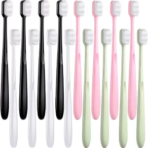 16 Pieces Extra Soft Toothbrush Micro-Nano Manual Toothbrush Adult Toothbrush with 20000 Soft Bristle Good Cleaning Effect for Adult Kid Children Teeth Oral Gum Recession (White Brush Head)