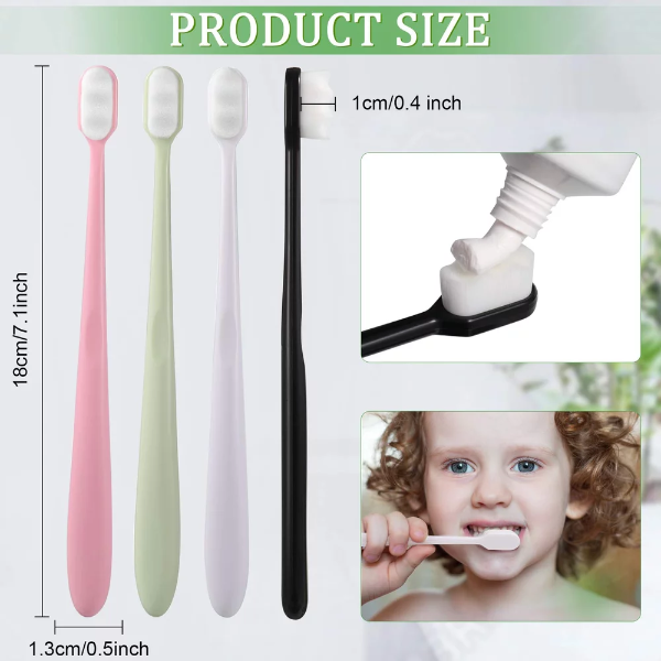 16 Pieces Extra Soft Toothbrush Micro-Nano Manual Toothbrush Adult Toothbrush with 20000 Soft Bristle Good Cleaning Effect for Adult Kid Children Teeth Oral Gum Recession (White Brush Head) - Image 2